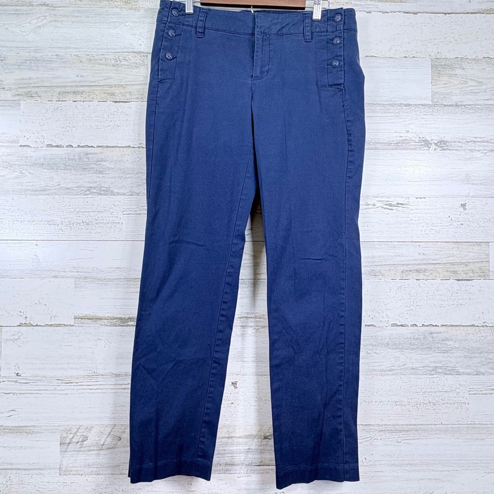 Tommy Hilfiger Womens Blue Straight Leg Sailor‎ Button Pants Size 10